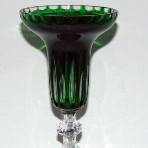Nachtmann Bleikristall Emerald Green Cut to Clear Crystal Candle Holder Germany